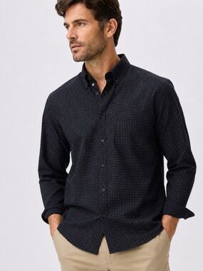 UNIQLO Men’s XXL Navy Micro-Dot 100% Cotton Button-Up Shirt